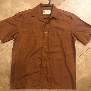 Vintage Mens DH Shreshtam Brown Silk Short Sleeve Shirt Made In India L / XL